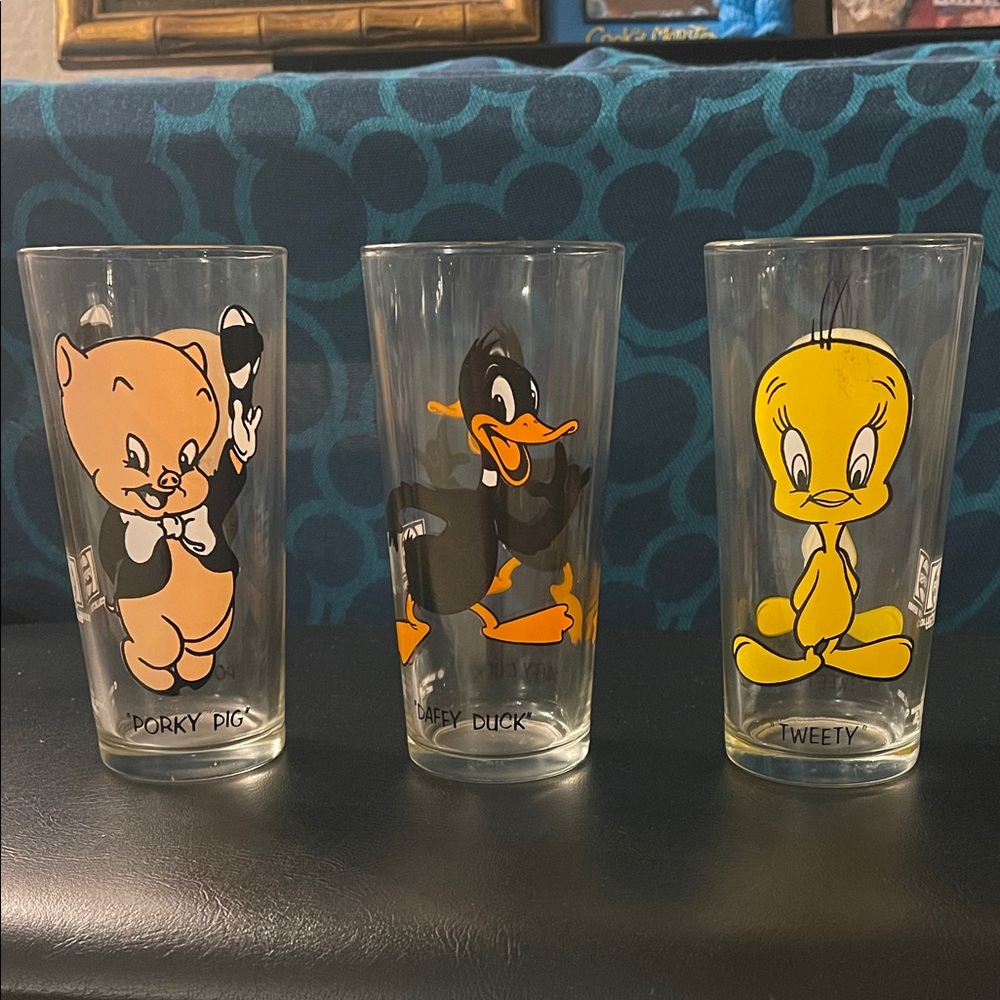 Set of 3 Vintage Warner Bros Pepsi Glass